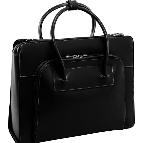 Mcklein Lake Forest Ladies Leather Laptop Brief Case Removable - Black bag - Picture 5 of 15